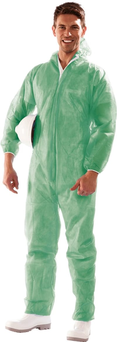 SIR SAFETY POLIFILM Wegwerp Overall HEREN Overall Werkkleding Groen - Met Capuchon - Ritssluiting