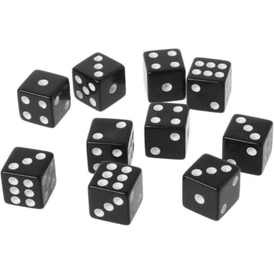 10 stuks 16mm Acryl Dobbelstenen Zwart/Wit 6-zijdig Casino Poker Spel Bar Feest Dobbelstenen 7HH401770-B