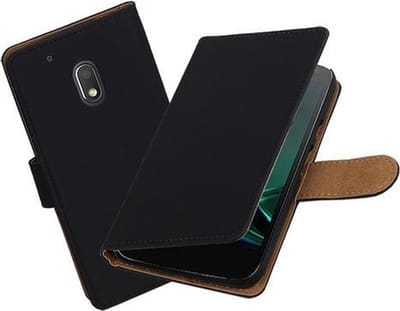 BestCases.nl Zwart Effen booktype hoesje voor Motorola Moto G4 Play