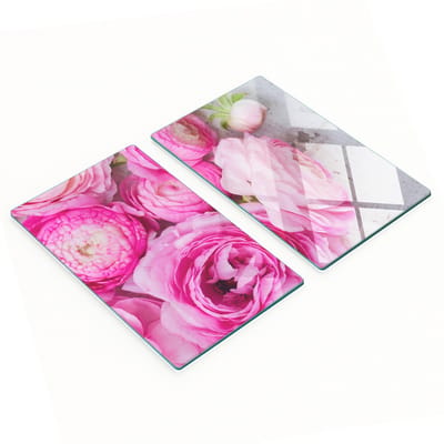 Multifunctionele decoratieve snijplanken van gehard staal voor de keuken, met wilde rozenmotief, 2x30x52 cm