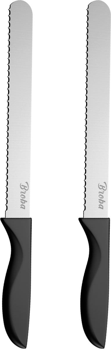 Broodmes Gekarteld Kartelmes Brood Mes 2-pack met Kunststof Handvat