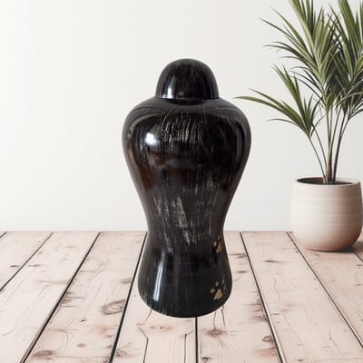 Dieren urn - Verdeel urn - Elegante Dierenpootjes (Venus Black Paw Print 2152)