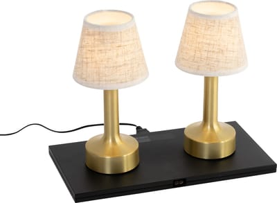 QAZQA elise - Moderne Dimbare LED Draadloze Oplaadbare Tafellamp USB met Dimmer - 1 lichts - H 23.5 cm - Goud - Buitenverlichting