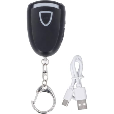 Persoonlijk Alarm Sleutelhanger Oplaadbaar Zelfverdediging Noodbeveiligingsalarm Sleutelhanger met LED-licht gray