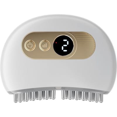 Elektrisch Gua Sha-apparaat - Gezichtsmassageapparaat met hoogfrequente vibratie en verwarming, inclusief herbruikbare stenen kop voor huidverzorging en schoonheid. wit