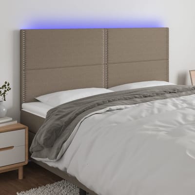 vidaXL - Hoofdbord - LED - 200x5x118/128 - cm - stof - taupe