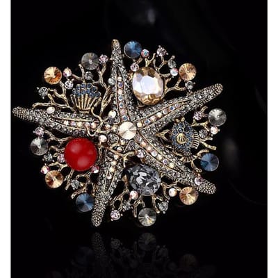Overdreven Strass Zeester Broche Vijfhoekige Ster Persoonlijkheid All-Match Trend Legering Parel Corsage Sieraden gray
