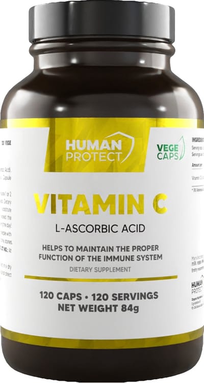 Human Protect - Vitamine C - 100 caps - 100 doseringen - L-Ascorbic Acid - Vitamine C