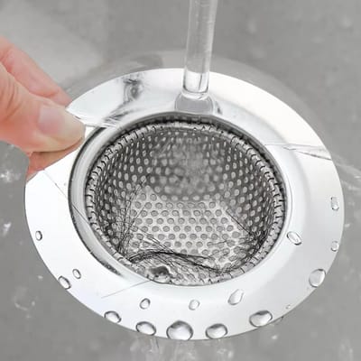 3-delige afvoerzeef voor keuken en badkamer, haarfilter, roestvrij staal, 7.3 cm diameter, effectief tegen verstoppingen