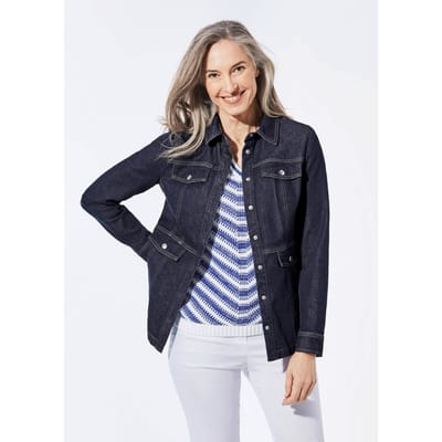 Jeansjasje met sportieve details - marine - Gr. 38 van Goldner Fashion