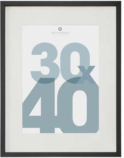 Atmosphera Fotolijstje Manu - met passe partout - voor een foto van 30 x 40 cm - zwart - MDF/Glas - Klassieker