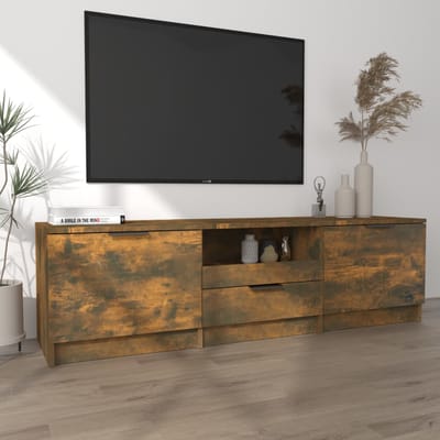 vidaXL - Tv-meubel - 140x35x40 - cm - bewerkt - hout - gerookt - eikenkleurig