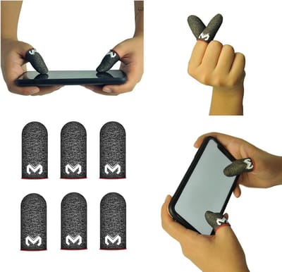 6 Pack Gaming Vingers, Anti-Zweet Vingerhoezen voor Mobiele Spellen, Perfecte Aanraakreactie en Comfortabel Gebruik voor Thumbs en Vingers, Geschikt voor Alle Mobiele Apparaten
