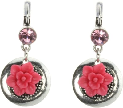 Behave - Oorhangers met roze bloem en steen - Romantische stijl