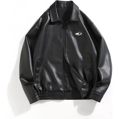 PU Lederen Jas Reversjas Heren Herfst Nieuw Losse Koppeljas Heren Straat Casual Mooie Motorfietskleding XL black