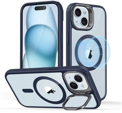 ESR Classic Kickstand Hoesje MagSafe Clear Blauw Geschikt voor Apple iPhone 15 Plus