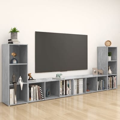vidaXL - Tv-meubelen - 4 - st - 107x35x37 - cm - bewerkt - hout - betongrijs