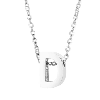 Aramat Jewels | Halskettingen | Stalen Initiaal Letterketting Vrouw – 45cm Zilverkleurig Gepersonaliseerd | D | |1,5mm | Staal | Volwassenen | Verkleurd niet