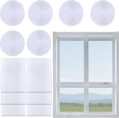 Vliegengaas voor ramen, muggennet set van 6 stuks, ideaal voor insectenbescherming en ventilatie, wit