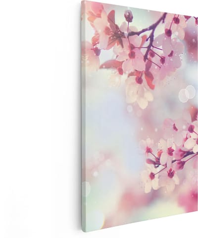Artaza Canvas Schilderij Kersenbloesem - 80x120 cm - Groot - Wanddecoratie Bloemen - Muurdecoratie Lente - Schilderijen Op Canvas Botanisch
