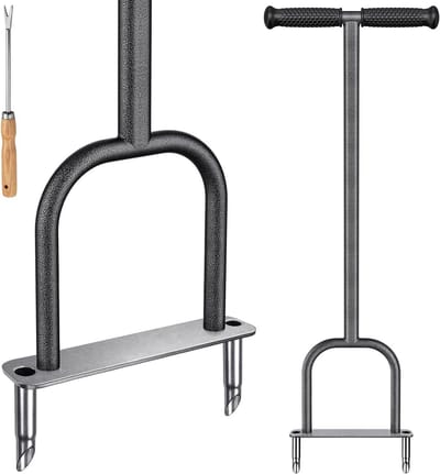 Gazonbeluchter - Bodemverluchter Tuin - Gazononderhoud - Roestvrij staal - 2 Corer Plug - Zwart