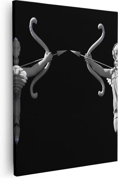 Artaza Canvas Schilderij Cupido Boog En Pijl - 40x50 cm - Muurdecoratie Engel - Wanddecoratie Hart - Kamer Accessoires