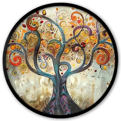 Poster in lijst Rond - Fotolijst 40x40 cm - Posters - Boom - Kunst - Modern - Natuur - Ronde posterlijst zwart - Decoratie - Wanddecoratie woonkamer - Muurdecoratie slaapkamer