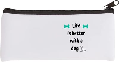 Akyol - life is better with a dog Etui - Honden - honden liefhebbers - verjaardag - cadeau - kado - geschenk - 20 bij 9 cm