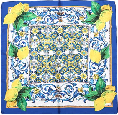 Dames sjaaltje - sjaal - vierkant - 70x70 cm - geel - blauw - cadeau dames - dames - satijn