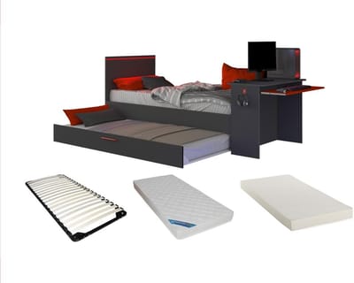 Vente-unique Bedframe hout antracietgrijs 90 x 200 cm VOUANI