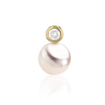 Luna-Pearls - 202.1707 - Hanger - Dames - 750 Geelgoud - Akoya-cultuurparel en Brillant
