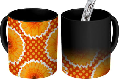 Magische Mok - Foto op Warmte Mokken - Koffiemok - Bloemen - Stippen - Vintage - Patroon - Magic Mok - Beker - 350 ML - Theemok
