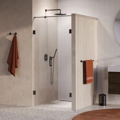 Brauer Void - Nisdeur - 2-Delig - Helder Glas - 90 x 200 cm - Omkeerbaar - met Draaideur 60 cm - Aan Muur - incl. Glascoating - PVD Gunmetal