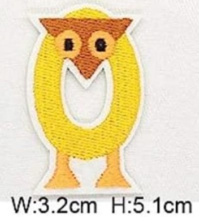 Strijk Embleem Alfabet Patch - Letter O - Dieren - 3,2 x 5,1 cm - Letters Stof Applicatie - Geborduurd - Strijkletters - Patches - Iron On