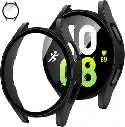 DrPhone AC6 - TPU PC Case - Bescherm Cover - Geschikt voor Galaxy Watch 5 40mm - Ingebouwde Screen Protector – Zwart