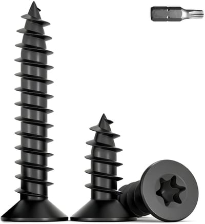 Houtschroeven Zwart Torx - Verzonken Kopschroeven - Meubelmontage Doe-het-zelf - Roestvrij Staal A2 V2A - M4x8mm 20 Stuks - Zwart