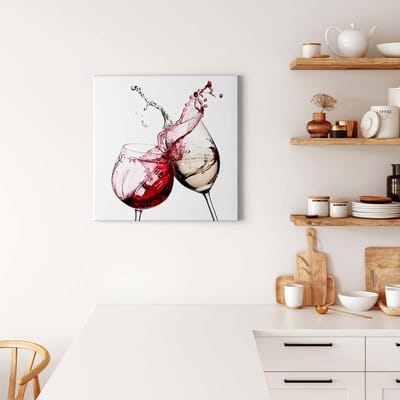 Canvas print DD123285 Wine Glasses A.S. Création 0,5 x 0,5 m Beige / Creme Kantoor Hal/Gang Keuken Slaapkamer Woonkamer