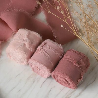 3 Rouleaux, 3 Couleurs, Ruban Fait Main, Convient Pour Les Invitations de Mariage, La Fête des Mères, Le Bouquet de la Mariée, L'Emballage Cadeau, Loisirs Créatifs DIY Pink