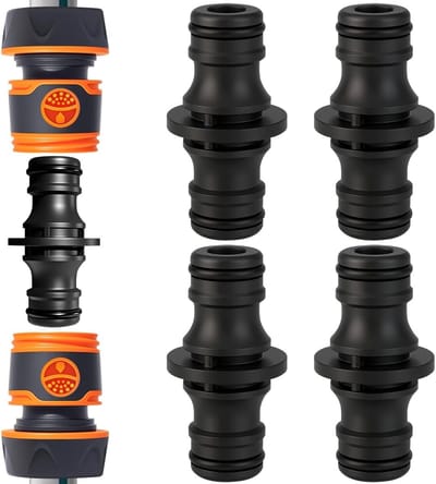 Set van 4 Dubbele Mannelijke Slangconnectoren 1/2 inch voor Tuinslangen - Duurzaam en Betrouwbaar Tuig voor Watertransport