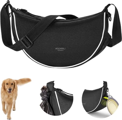 Honden Schoudertas - Hondentrainingstas Hondentas - Hondentraining en wandelen - Met poepzakdispenser - 30 x 15 x 10 cm - Zwart