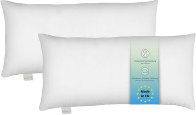 Bodyprotect ECOLine kussen 2 stuks 40 x 80 cm, set van 2 kussens, dubbelpak beddengoed van 100% microvezel, wasbaar, wit