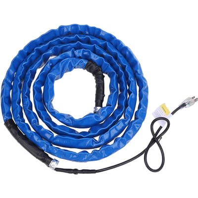 Tuyau d'eau de jardin chauffant 15 pieds RV 40 Fahrenheit Anti-gel Raccord GHT 3/4 pouce Thermostat intégré Chauffant blue