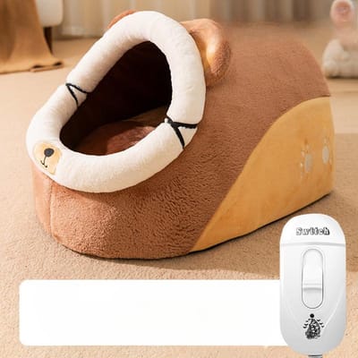 Chenil Chauffant d'Automne et d'Hiver pour Garder au Chaud et Épaissi pour Chien Semi-fermé Couverture Électrique Chenil pour Chat Teddy Poméranien Chenil pour Animaux de Compagnie M
