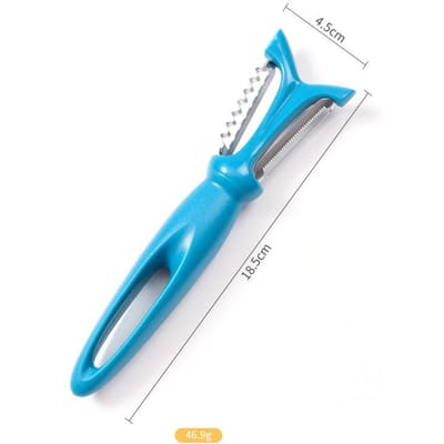 Éplucheur en Acier Inoxydable Manche en Plastique Râpe Carotte Concombre 3 en 1 Multifonction Zestes Pomme Pomme de Terre Outils de Cuisine Légumes blue