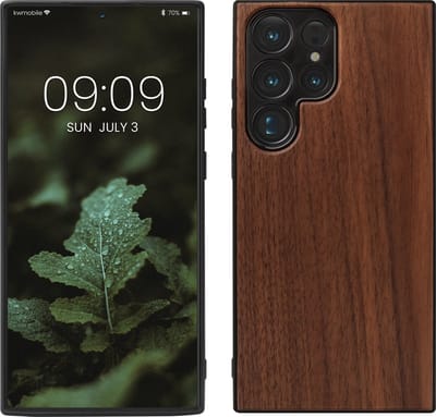 kwmobile telefoonhoesje geschikt voor Samsung Galaxy S23 Ultra - Hoesje met bumper in donkerbruin - Backcover - hout