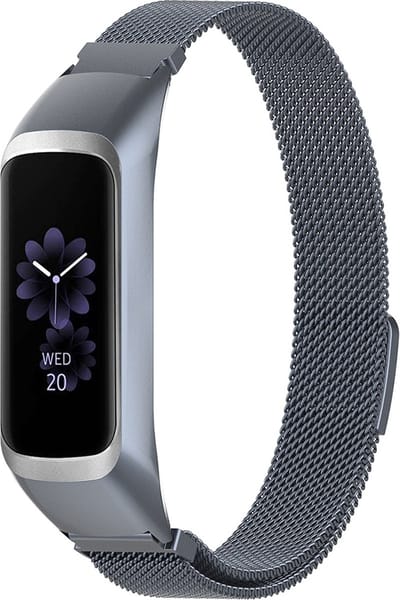 By Qubix - Compatible Samsung bandje - Milanese band - Grijs - Geschikt voor Samsung Galaxy Fit 2