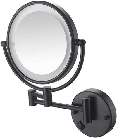 Make-up spiegel - Vergrotende spiegel - Schoonheidsroutine - Verstelbare LED-verlichting - 8 inch - Mat zwart