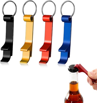 Dailygoods - 4 Stuks Flesopener Sleutelhanger - Mini Flesopeners voor Dagelijks Gebruik