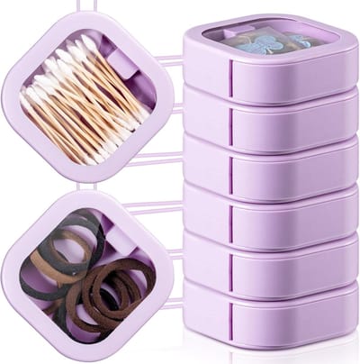 Set van 6 Draagbare Opbergers voor Haaraccessoires en Wattenstaafjes