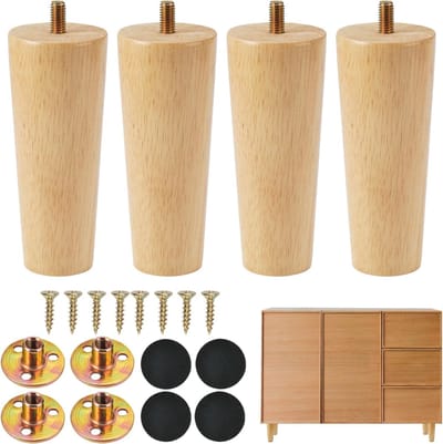 Poten 12cm met Schroeven en Rubber Pads | Vervangende tafelpoten die de vloer beschermen tegen krassen en slijtage, perfect voor bank, tafel, bed en kast.